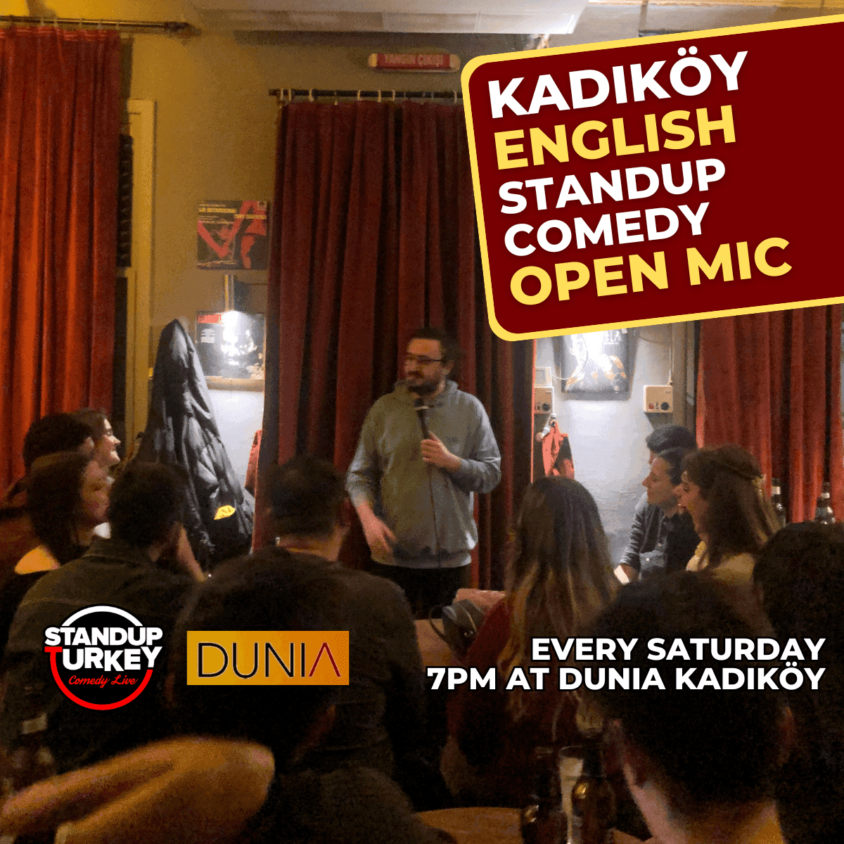 Kadıköy English Stand-up Comedy Open Mic Biletleri - DUNİA KADIKÖY