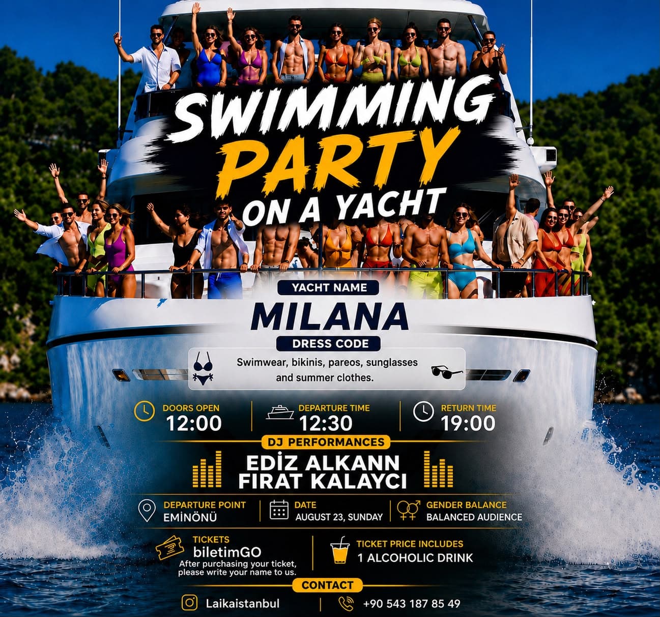 ВЕЧЕРИНКА НА ЯХТЕ С ПЛАВАНИЕМ - YACHT PARTY Biletleri - EMİNÖNÜ