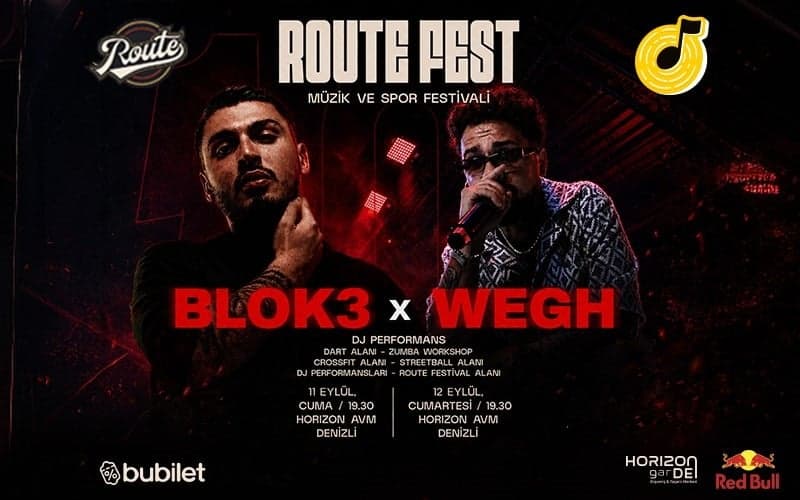 Route Fest – Blok3 & Wegh Biletleri - HORİZON GARDEN AVM