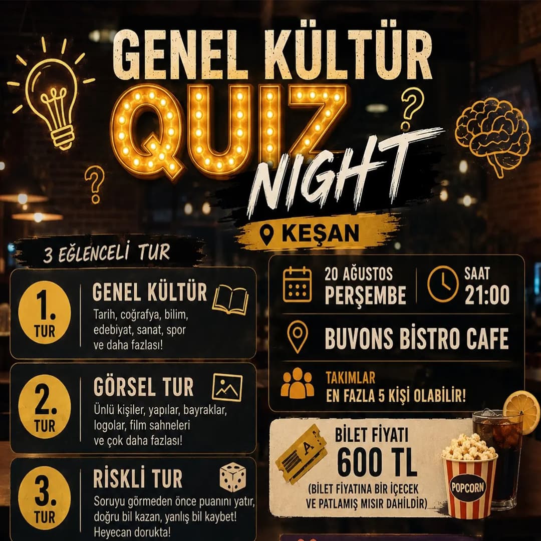 GENEL KÜLTÜR QUIZ NIGHT KEŞAN